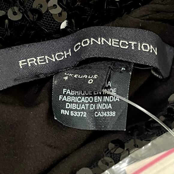 French Connection NWT Emille Sparkle Long Sleeve Sequin Sheath Dress In Black, 0 - Picture 11 of 12